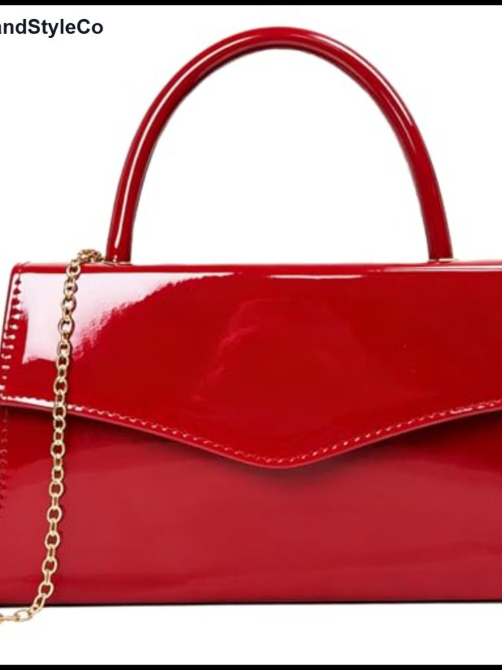 Faux Patent Leather Clutch Evening Bag Detachable Chain Strap Bridal Party Purse